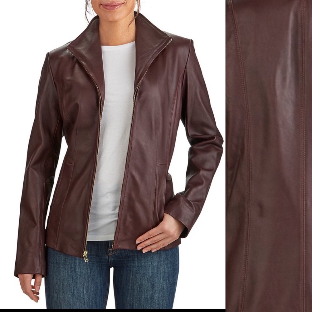 NWOT Cole Hann Lambskin Leather Jacket